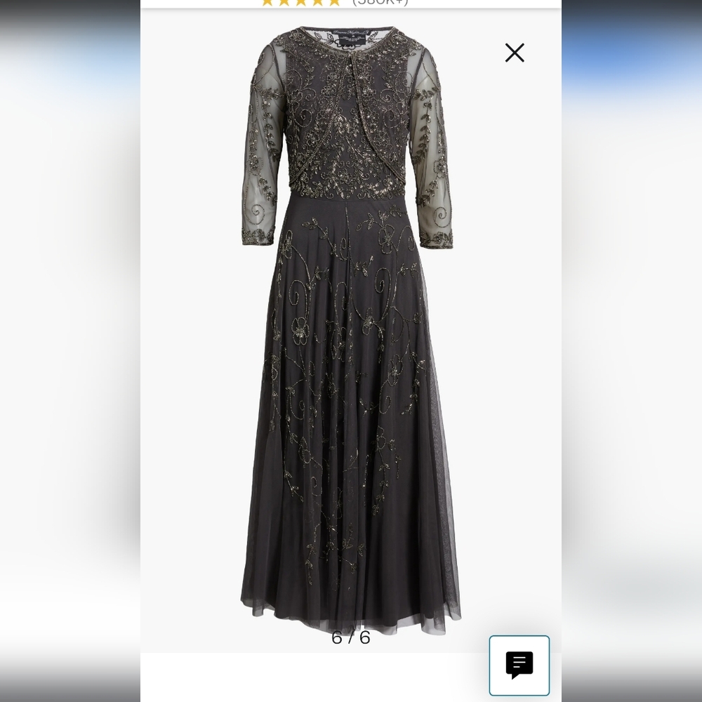 Pisaro Nights Beaded Mesh Elegant Gown With Jacket